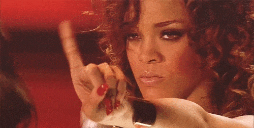 Rihanna shaking her finger 'no'