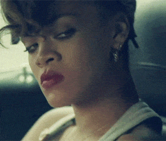 Rihanna looking angry